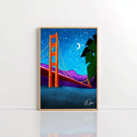 San Francisco Travel Souvenir Art - Stylized Bridge Illustration, Meaningful Gift for California Lovers Digital Download