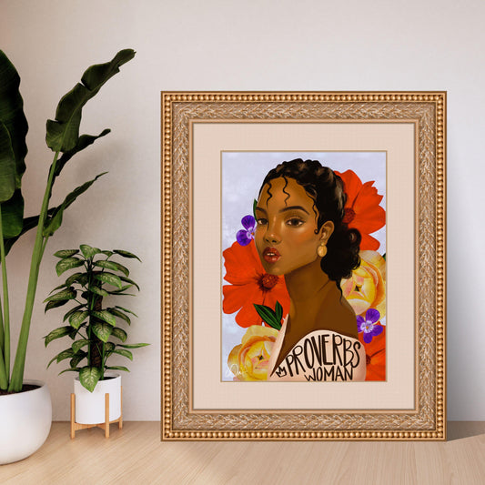 Proverbs 31 Woman Art Print - Virtuous Woman Bible Verse Decor, Christian Gift for Her UNFRAMED