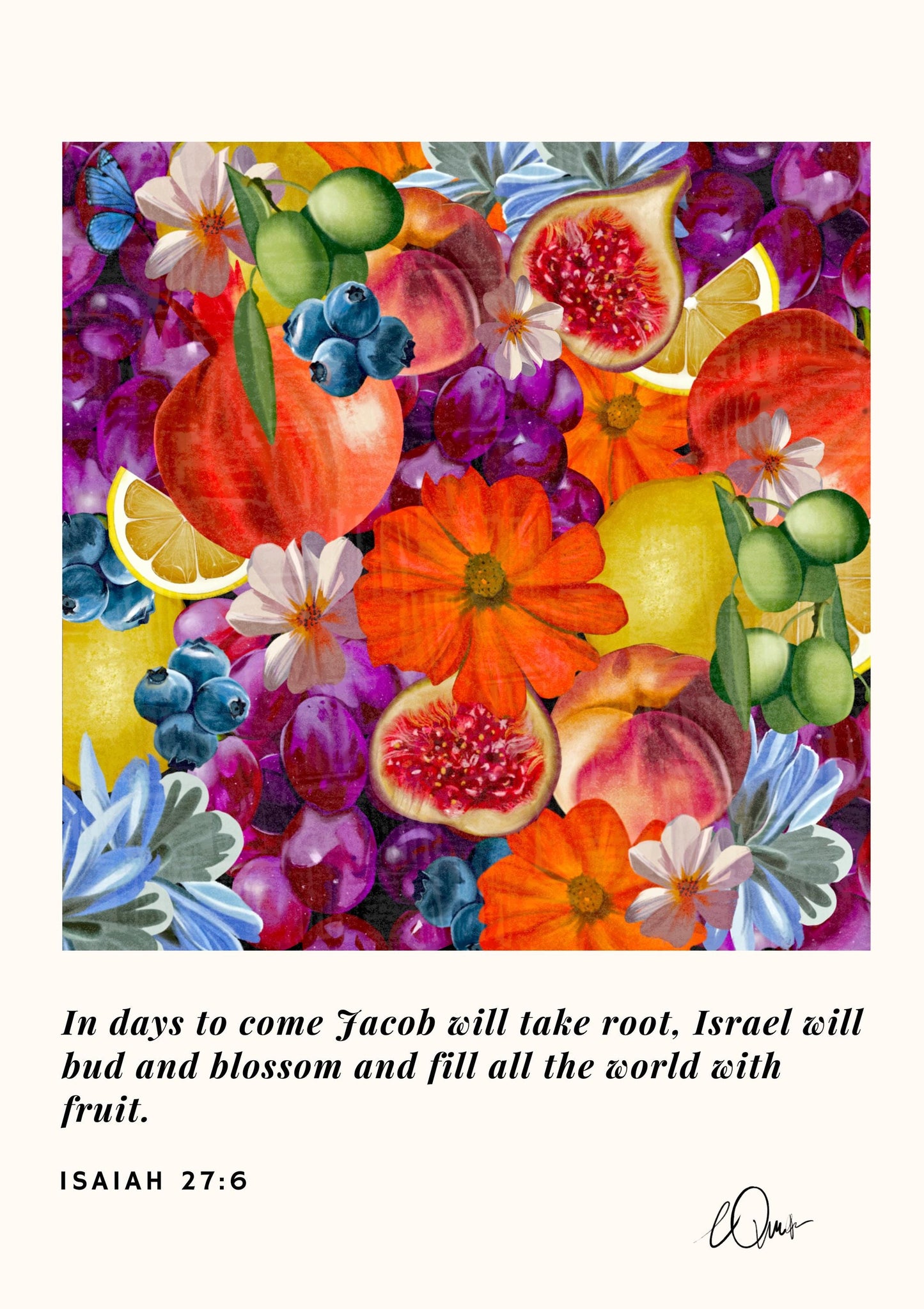 Abundance & Blessing Art Print - Symbolic Biblical Fruit Harvest, Encouragement Gift for New Home Digital Download