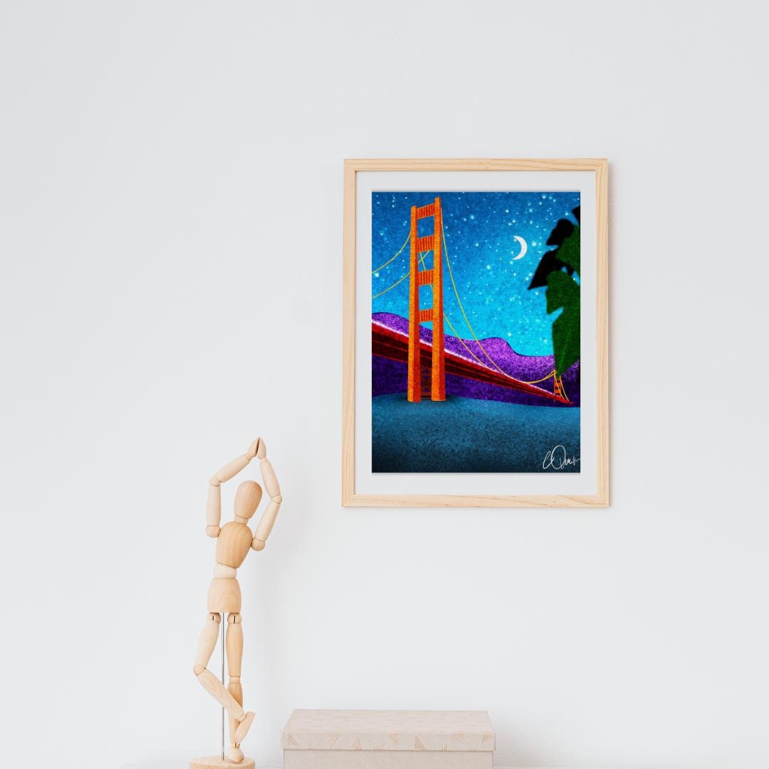 San Francisco Travel Souvenir Art - Stylized Bridge Illustration, Meaningful Gift for California Lovers Digital Download
