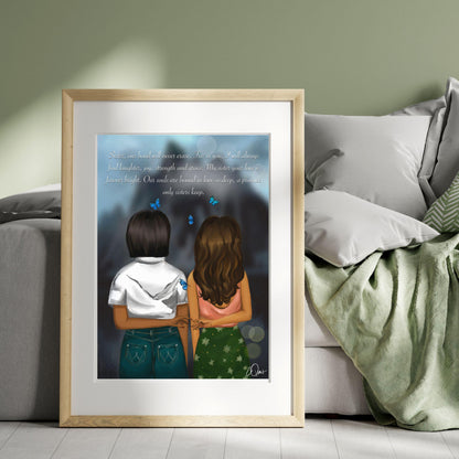 Best Friend & Sister Gift - "Our Bond Will Never Erase" Poetry Art, Meaningful Birthday Present Digital Download
