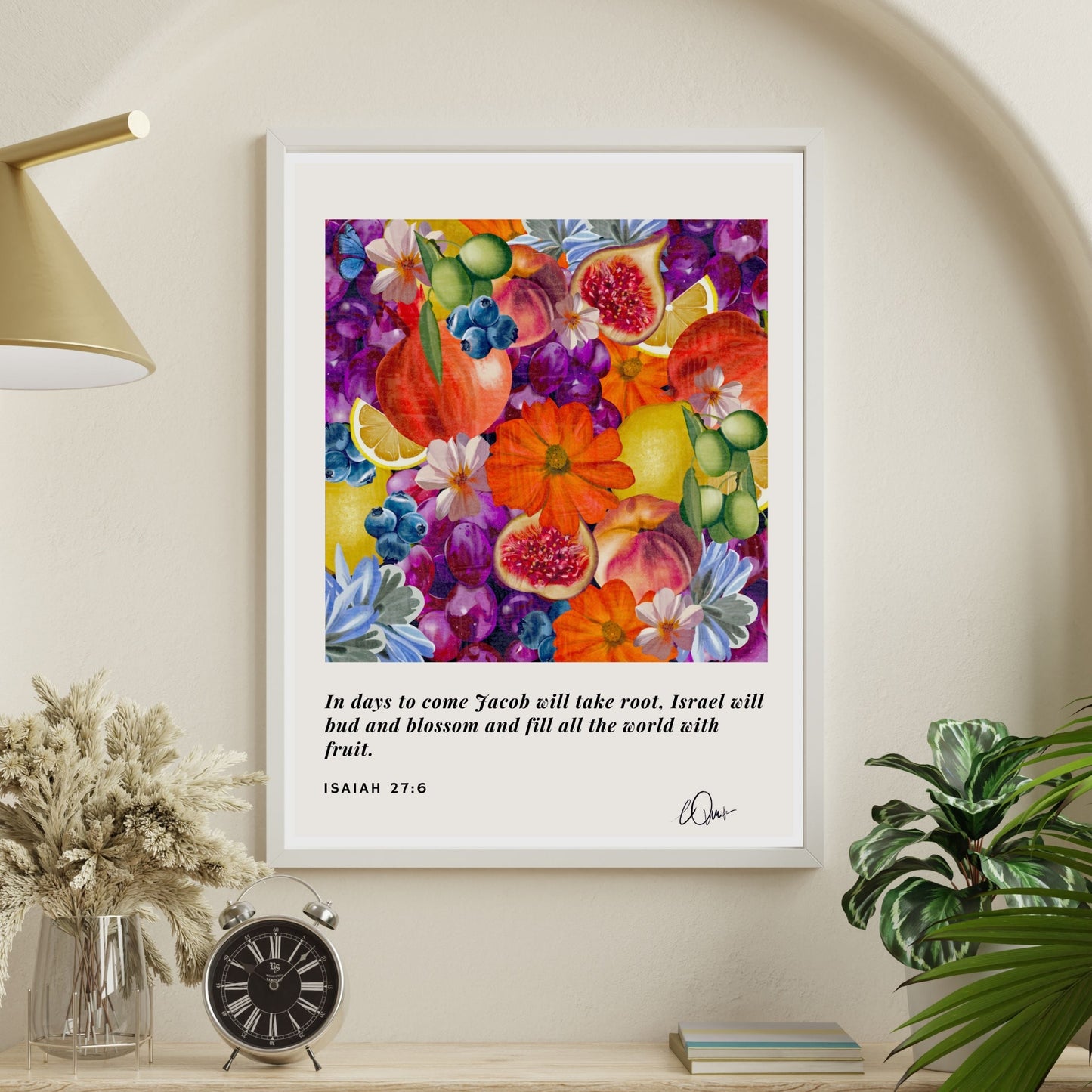 Abundance & Blessing Art Print - Symbolic Biblical Fruit Harvest, Encouragement Gift for New Home UNFRAMED