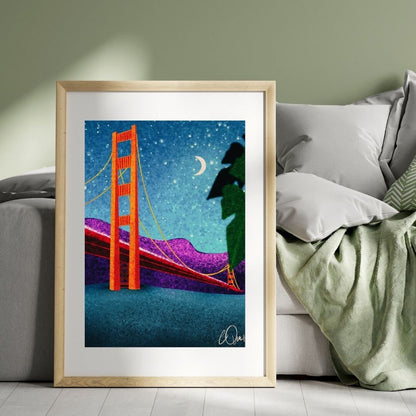 San Francisco Travel Souvenir Art - Stylized Bridge Illustration, Meaningful Gift for California Lovers Digital Download
