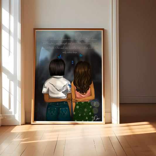 Best Friend & Sister Gift - "Our Bond Will Never Erase" Poetry Art, Meaningful Birthday Present Digital Download