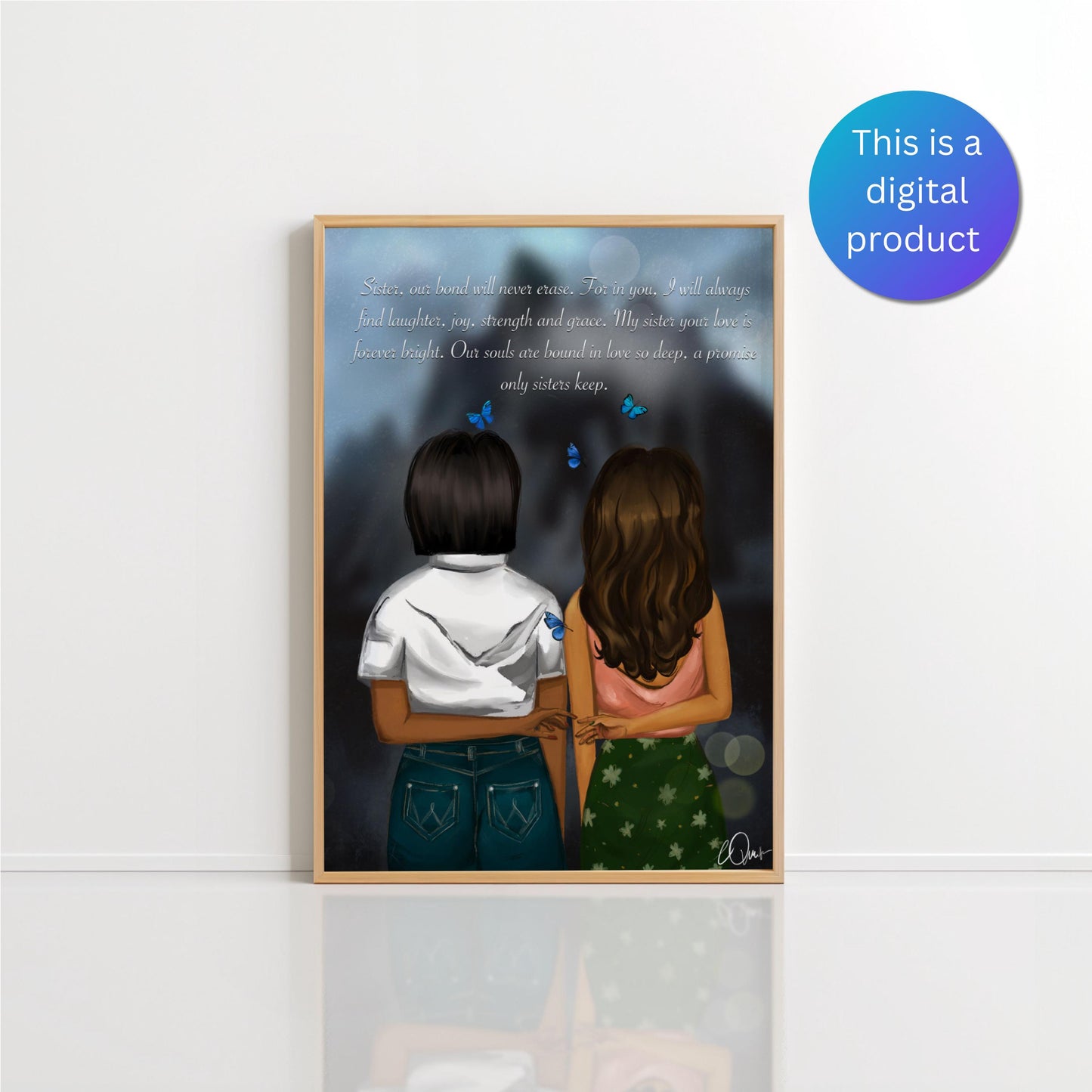 Best Friend & Sister Gift - "Our Bond Will Never Erase" Poetry Art, Meaningful Birthday Present Digital Download