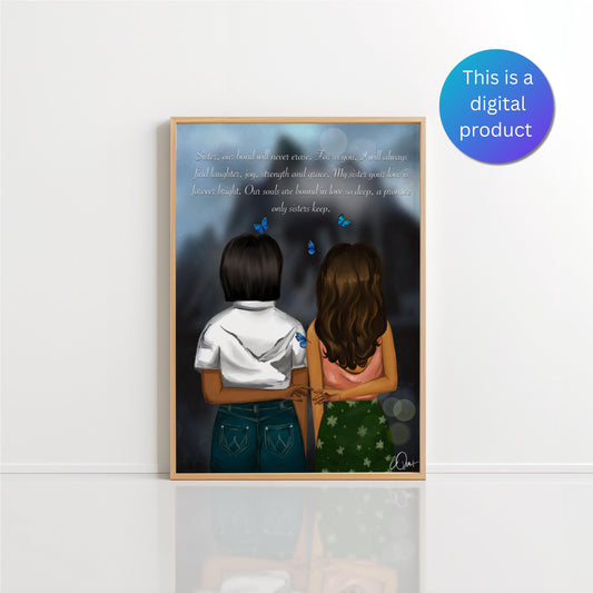Best Friend & Sister Gift - "Our Bond Will Never Erase" Poetry Art, Meaningful Birthday Present Digital Download