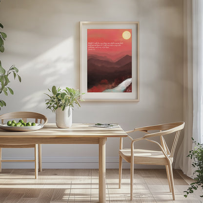 Isaiah 43:19 Bible Verse Wall Art - Rivers in the Desert Sunset Landscape Print - Modern Christian Home Decor UNFRAMED
